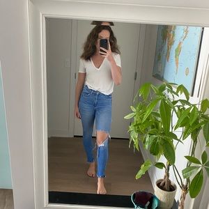 Zara high rise ripped jeans